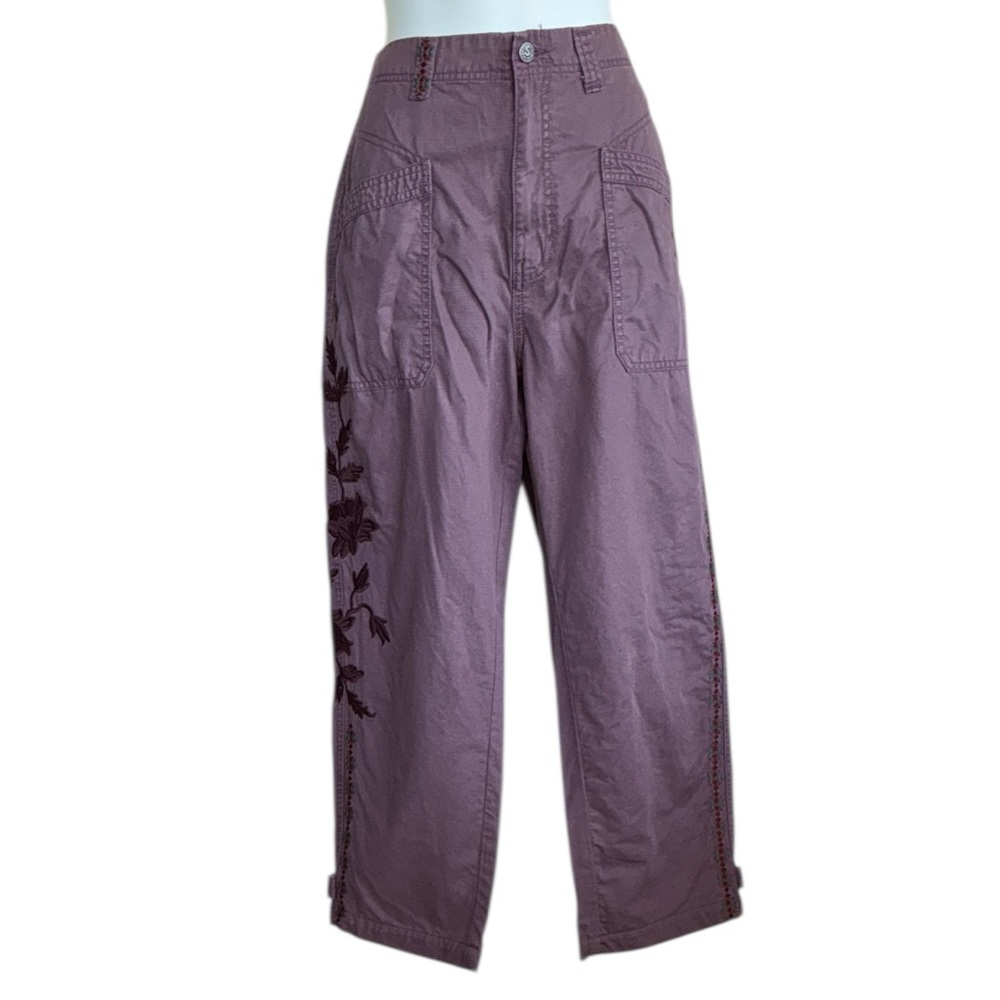 Sundance Mauve Cropped Embroidered Utility Pants